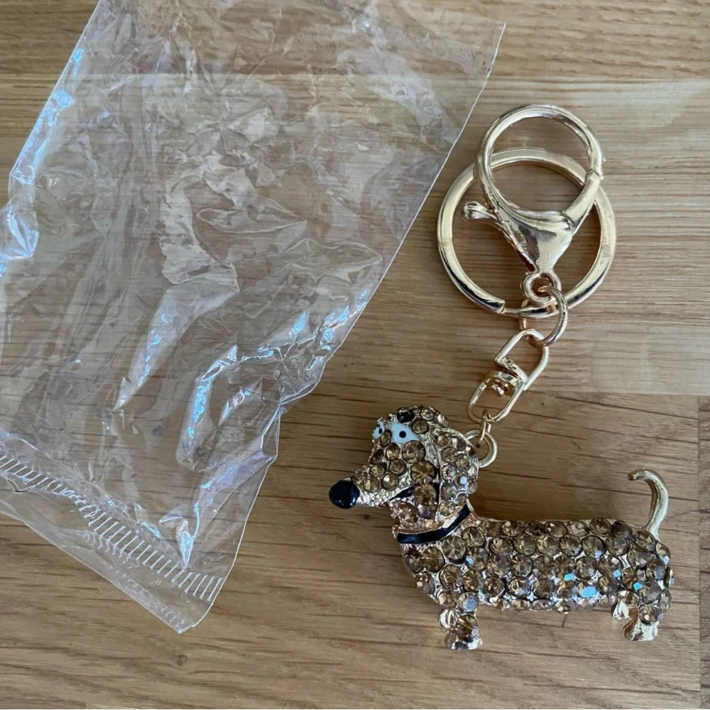 3 Gold, Silver and Black Rhinestone Dachshund Keychains - Picture 7 of 8